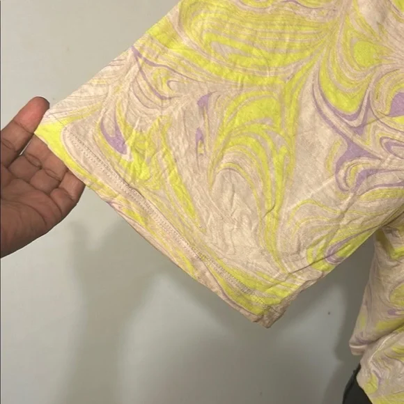 Fabletics Womens Yellow Purple Samara Raglan Cropped Shirt Size 1X - Picture 5 of 10